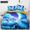 New Space Galaxy Aurora Sunset Glow Bedding Set Single Twin Full Queen King Size Sky Stars Cloud Bed Set Aldult Kid Duvetcover 5