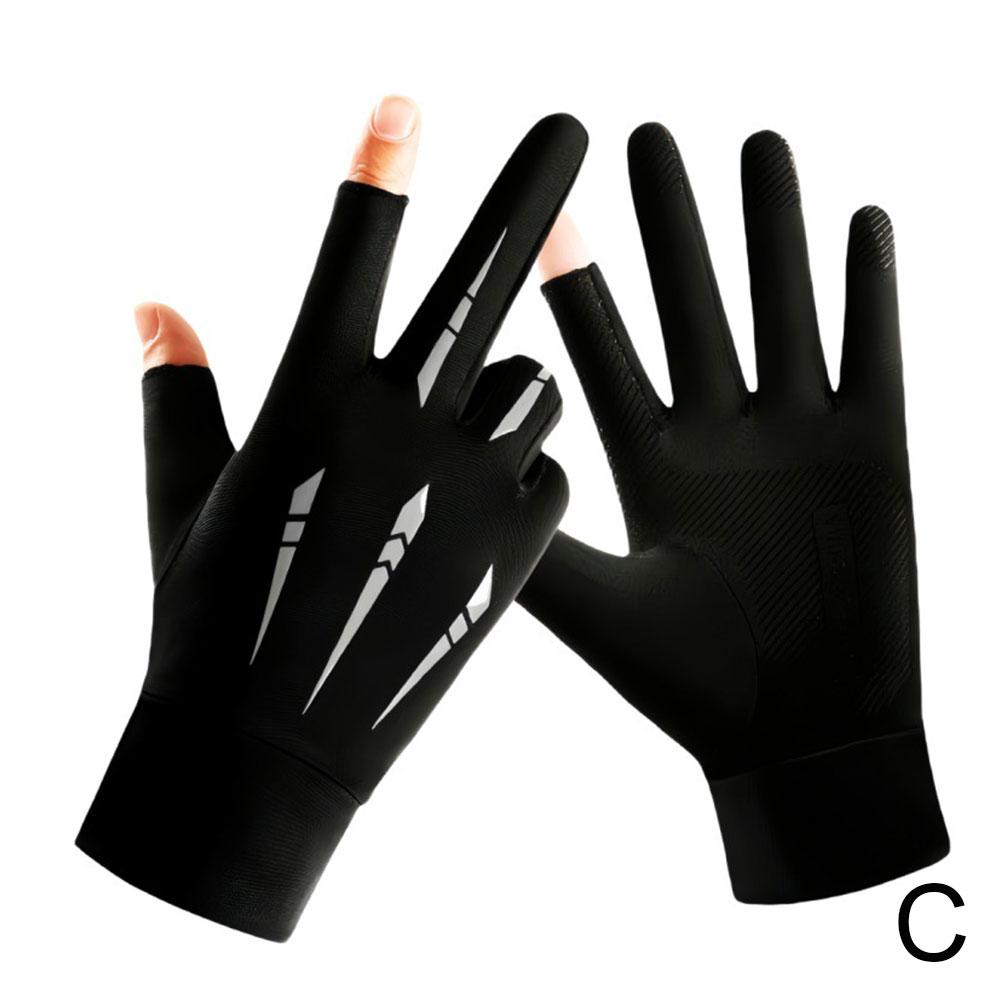 Men's Summer Fishing Gloves Ice Silk Non-Slip Sun Protection Motorcycle Gloves Outdoor Sports C K9H5
