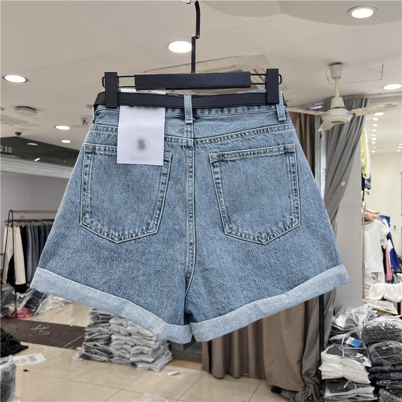 Summer Women's Denim Shorts Thin Retro Fashion Simple A-line Shorts
