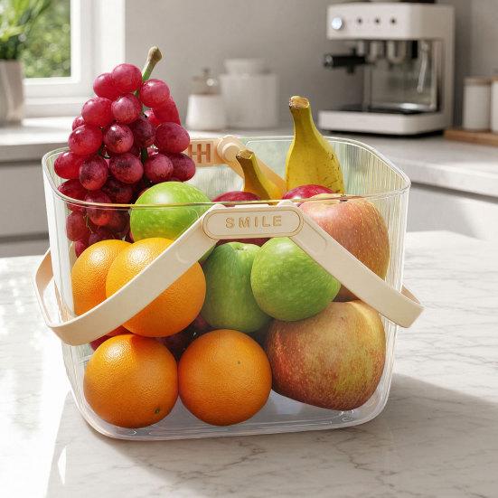 Transparent Picnic Basket, with Handle, Large Capacity Organizer, Durable Waterproof Food Container, for Camping Fruits Vegetables Snacks