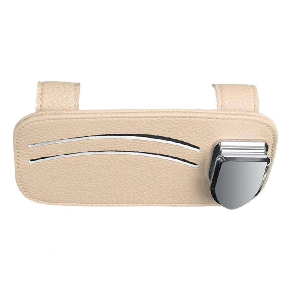 Leather Car Sunglasses Holder Expansion Space Sun Visor Storage Box Creativity Car Glasses Clip