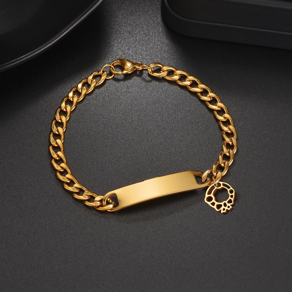 Atoztide Engrave Name Bar Bracelet for Women Christmas Series Stainless Steel Jewelry Adjustable Punk Chain Personalized Gift