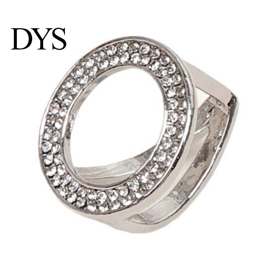 Smooth Sliding Scarf Ring Rhinestone Round Ring, Sparkling Slide Decorative Fashion Holder for Women Neckerchiefs Shirts Shawls