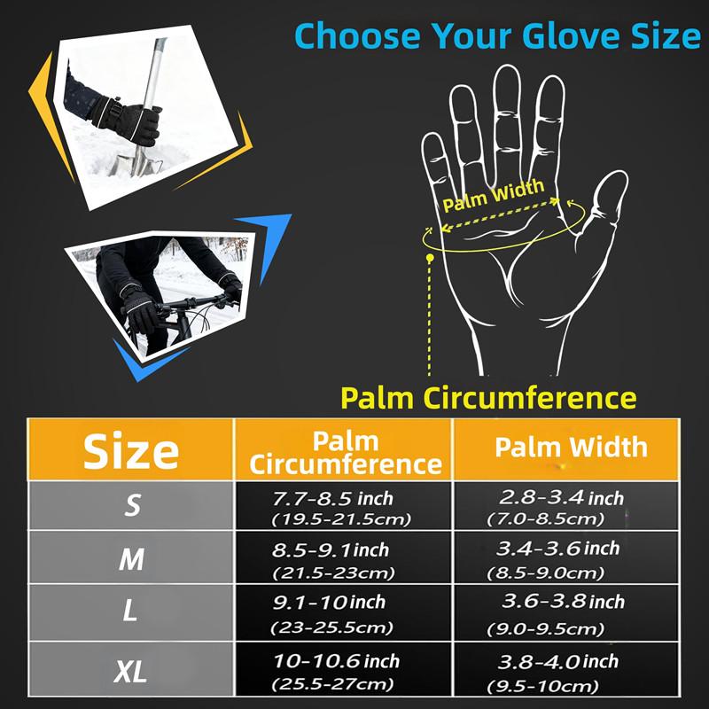 Cold Winter Ski Gloves Waterproof & Warm with Touch Screen Function for Snowboarding & Snowmobiling