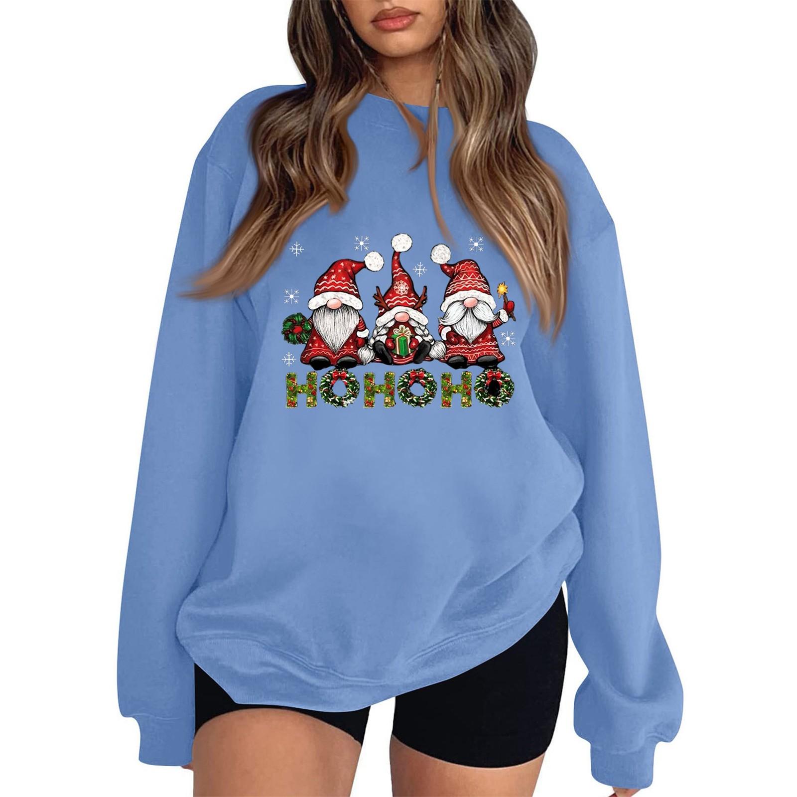 

Женская модная повседневная толстовка с длинным рукавом и рождественским принтом XL