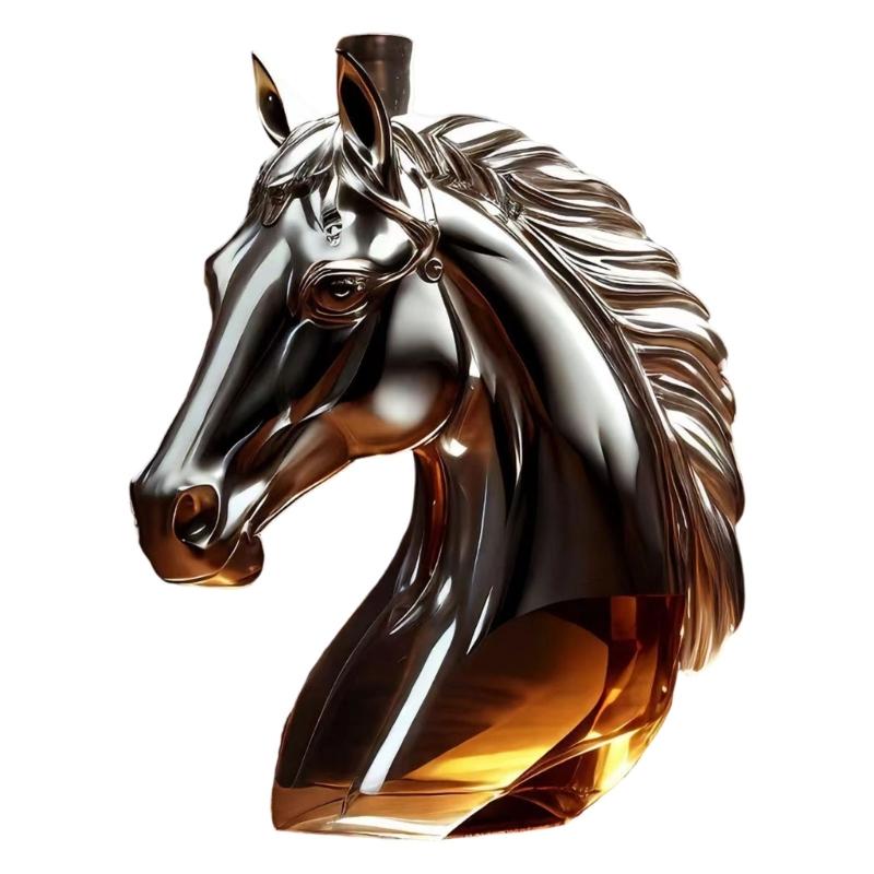 Decorative Horse Head Shaped Glass Whiskeys Bottle Animal Decanter Alcohols Container Humorous Drinking Accessories 125ml
