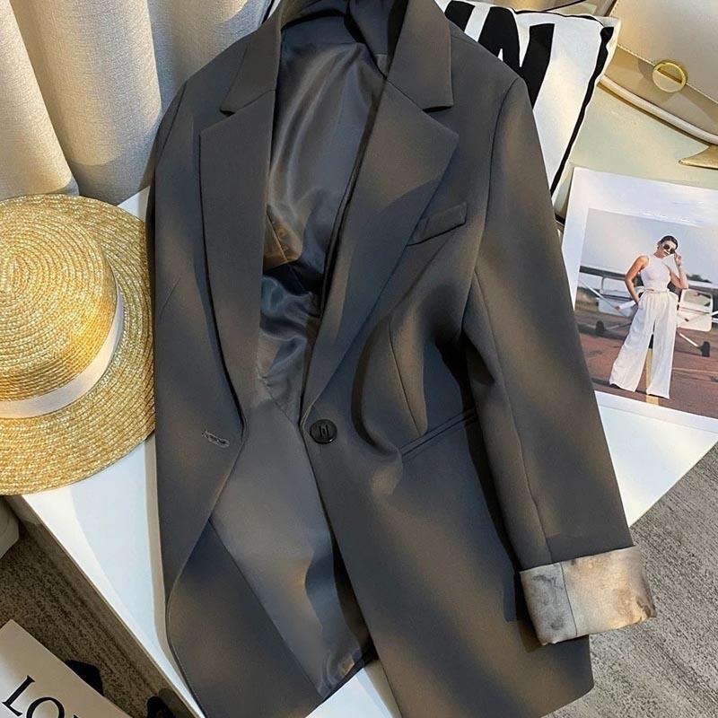 

Женский пиджак-блейзер повседневный с длинным рукавом на пуговицах кардиган приталенный однотонный профессиональный пиджак XXL