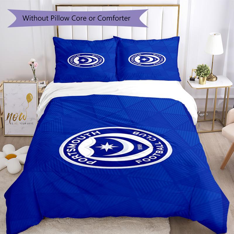 Set Copripiumino Stampato Portsmouth F.C. – include 1 copripiumino e 2 federe coordinate Decorazione per la camera da letto Regali di Natale