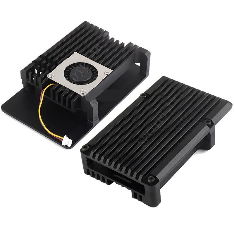 Pouzdro pro Raspberry Pi 5 z hliníkové slitiny pro odvod tepla s radiálním ventilátorem
