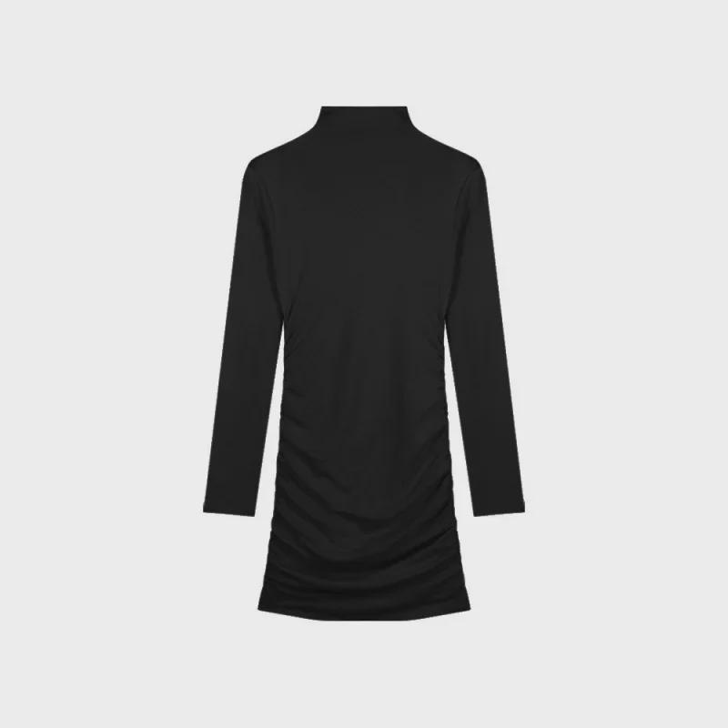 Podzimní/Zimní Slim Šaty s Dlouhým Rukávem a Polovičním Rolákem - Čistá Touha Krátká Sukně