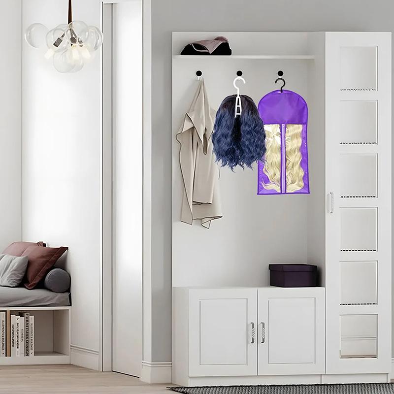 Oppbevaringspose for lange løshår Ikke-vevd Støvtett Parykkbæreposer Med Krok For Hjemmeorganisator Parykkpakkepose