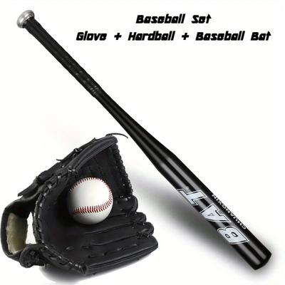 Baseballový tréninkový set pro teenagery začátečníky - Sada baseballové pálky z hliníkové slitiny a rukavice pro chytače Barvy: Černá Modrá Stříbrná