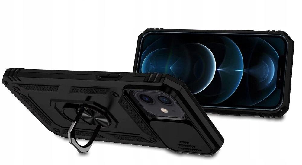 iPhone 12 CASE SLIDE ARMOR DEFENDER BLACK RING + GLASS
