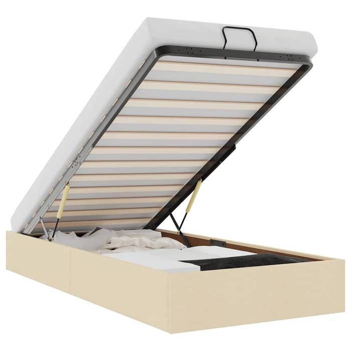 VidaXL Ottoman Bed Frames Without Mattress Cream 90x200 Cm Fabric, Bed Frame, Upholstered Bed Frame, Ottoman Bed Frame 3310852