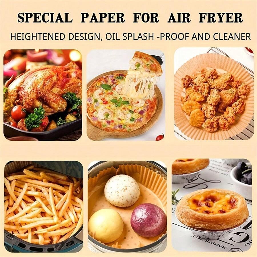 50/100/200pcs Disposable Air Fryer Paper Round Special Paper Food Silicon Oil Paper Nonstick Parchment Air Fryer Liners Baking P