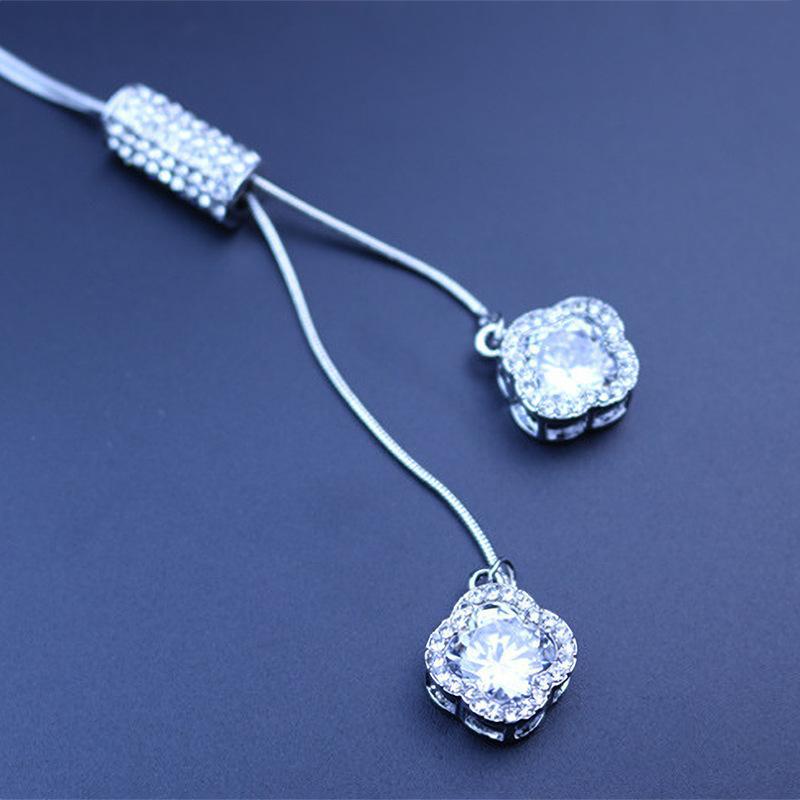 Simple Fresh Clover Crystal Pendant Long Necklace - Fashionable Versatile Women's Accessory