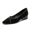 Coarse-heeled Single Shoes Women's Leather Pointed-toed New Autumn Shallow Mouth Matte Women's Shoes Spring and Autumn Soft Leather Flat-soled