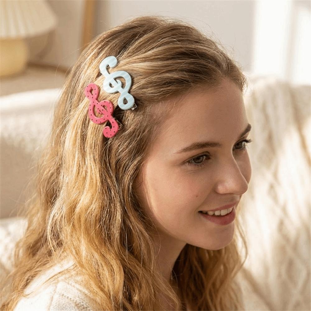 Cute Acrylic Musical Note Hairpins Creative Sweet Polka Dot Hair Clips Anti Slip Elegant Korean Fashion Hair Accessories Girls