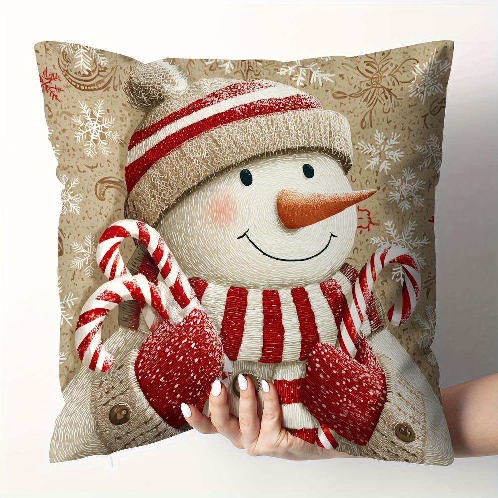 

Festive Christmas Themed Pillowcases: Gingerbread, Snowman, Reindeer Santa Designs! New Year home decoration 1PC 18x18Inch