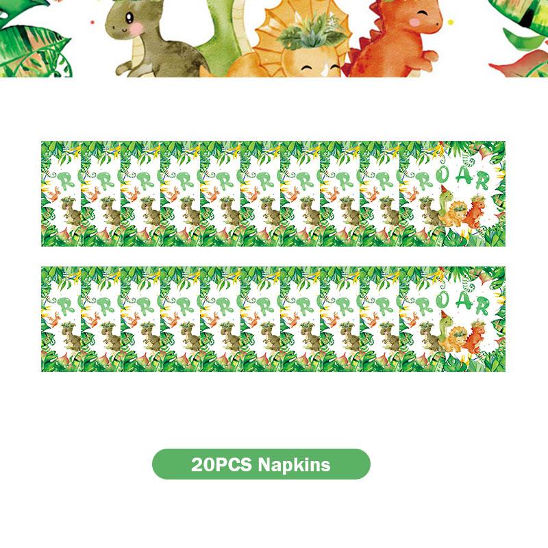 Dinosaur Birthday Decoration Party Supplies Set Cup Plate Tablecloth Dinosaur Balloons Happy Banner Cake Topper for Kids Favors