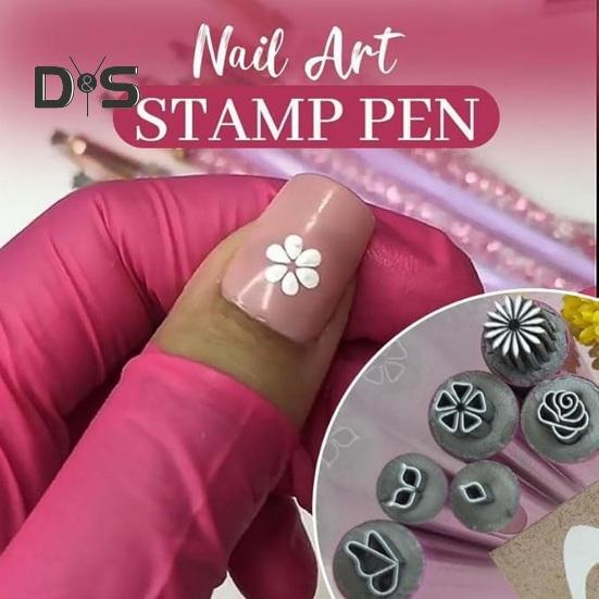 6Pcs Nail Art Stamp Pen Set Easy To Use DIY Gel Nail Pens for Beautiful Flower Patterns Nail Stamping Polish Printer Kit for Manicure