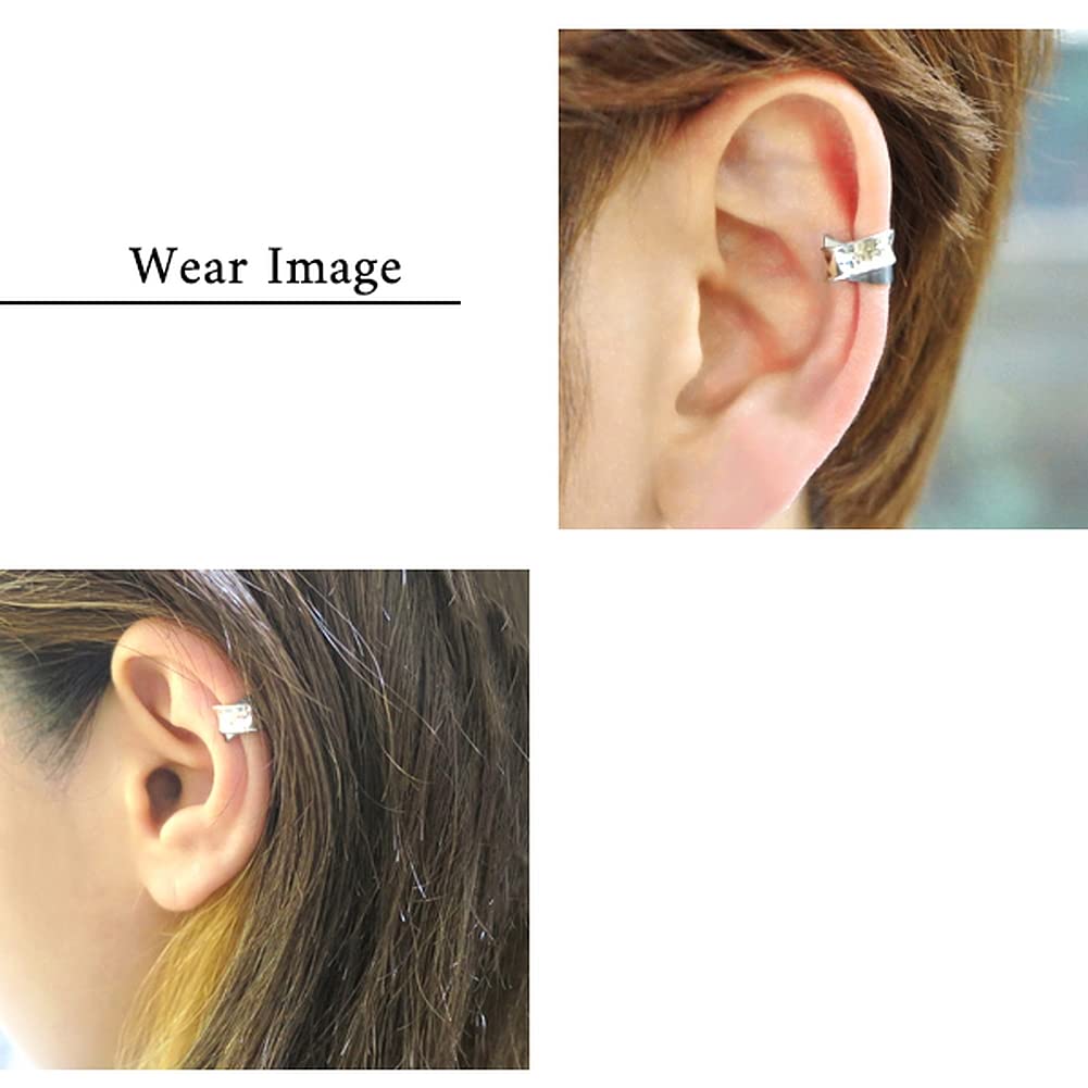 Shinjuku Gin No Kura Twin Line Silver 925 Ear Cuff for Earrings Reverse-Round (Single Ear) Men, Simple, Non-Pierced