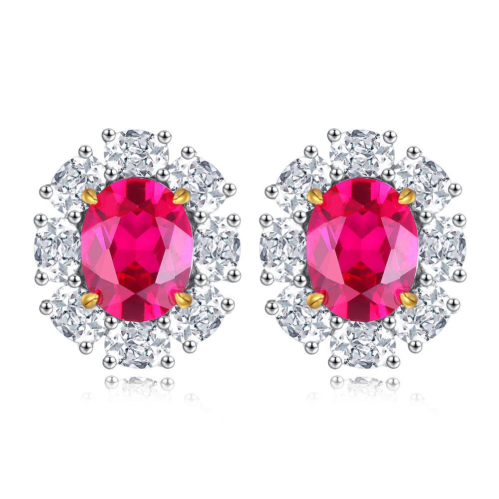 Boucles d'oreilles Nine Beauty en argent sterling S925 pour femmes avec topaze bleu marine et détails en diamant à haute teneur en carbone