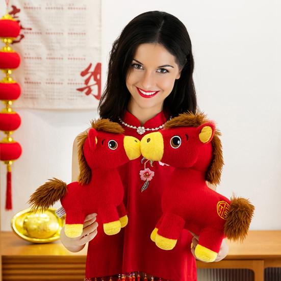 Horse Doll Year of The Horse Symbol PP Cotton Filling Traditional Craftsmanship Zodiac Doll
