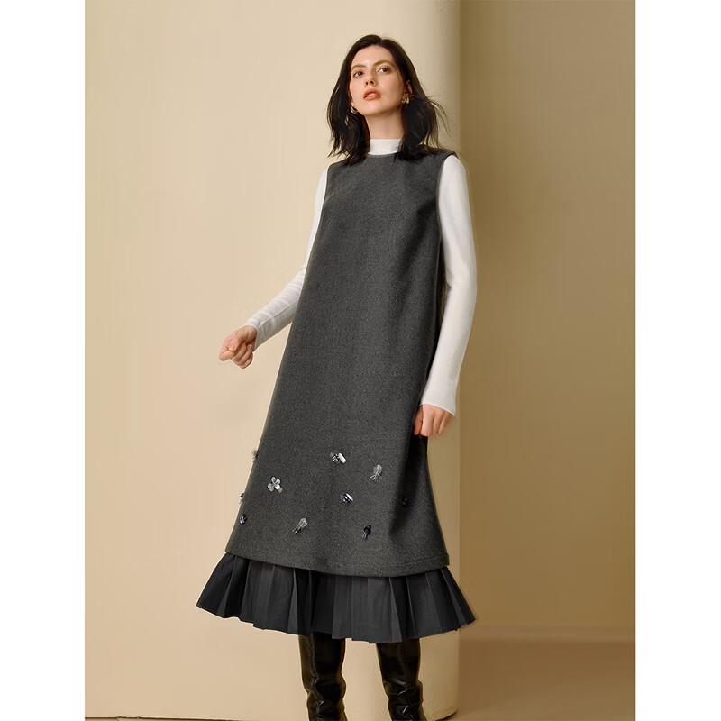 INMAN Women's 2025 Winter Gray Series Sleeveless Dress