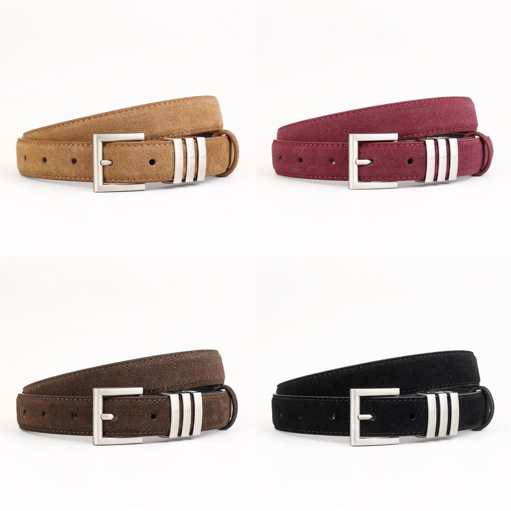 Genuine Leather Womens Belt With Silver Pin Buckle For Office Wear And Fashion