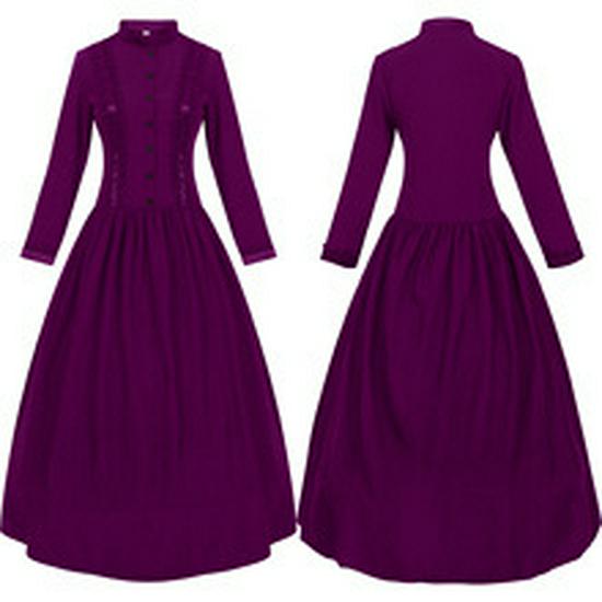 2023 European Medieval Victorian Long Sleeve Lace Waist-Cinching Dress Costume