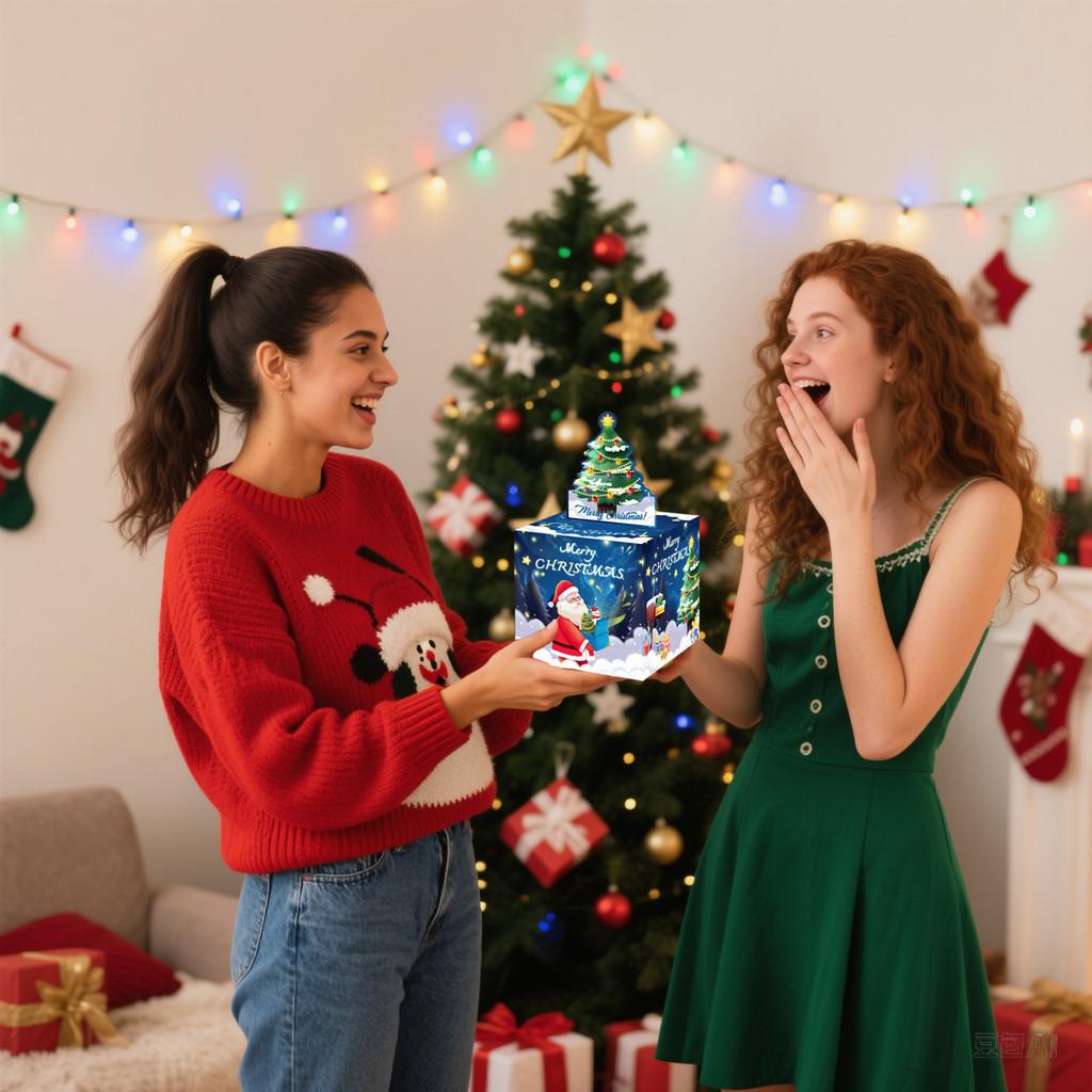 Santa Themed Christmas Claus Gift Pattern Paper Box Holiday Decoration Props