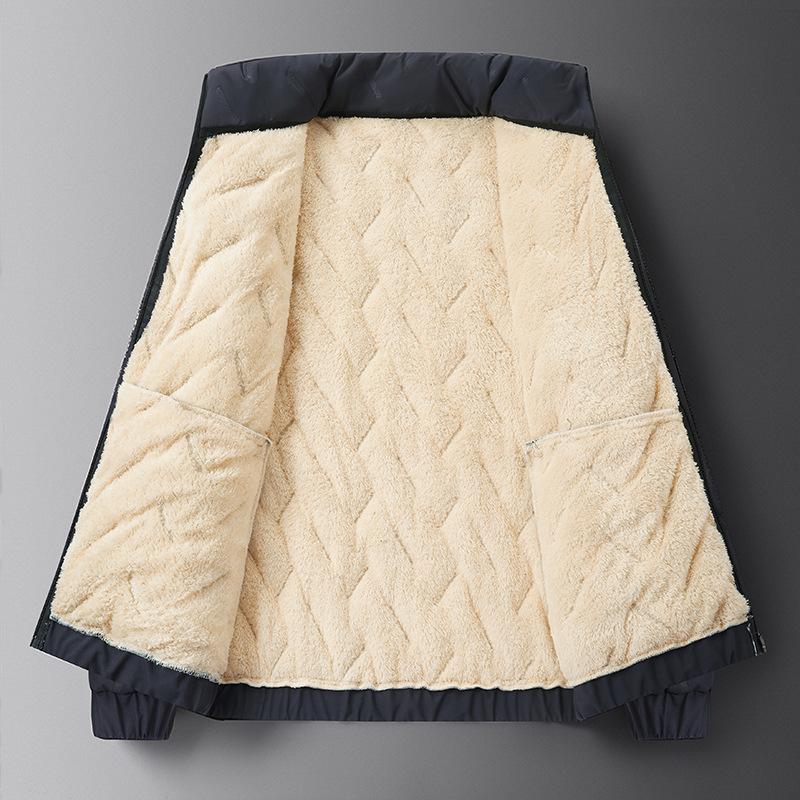 Lamb Velvet Cotton Coat Men's Winter Plus Velvet Thickened Cotton Coat Warm Loose Stand Collar Jacket Daddy's Cotton Coat