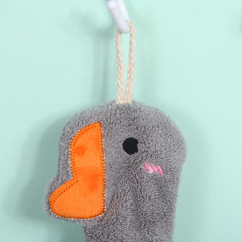 Big Goose Cute Coral Fleece Hanging Hand Towel for Kitchen & Bathroom