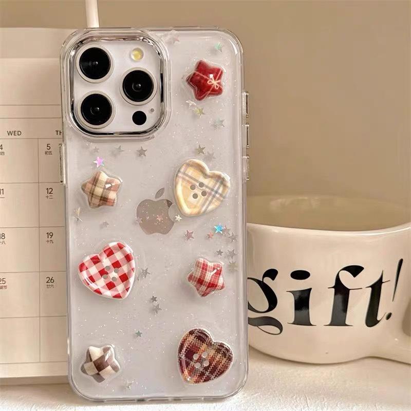 

Grid Love Pentagram Phone Case for IPhone 17 Promax Dropping Glue for Apple 15 Glitter 14 Glitter 13 For iPhone 7/8/SE 2020