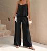 Women's Sleeveless Top and Wide Leg Pants Casual Outfit Set