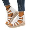 New Summer Sandals Women's Soft Leather Wedge Heel Rhinestone Platform Roman Sandals Elegant Hollow Fashion Women
