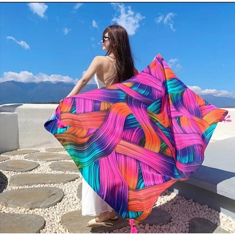 Chaka Salt Lake Great Northwest Tourism Ethnic Style Scarf Silk Scarf Women'S Summer Seaside Beach Shawl Sunscreen Thin