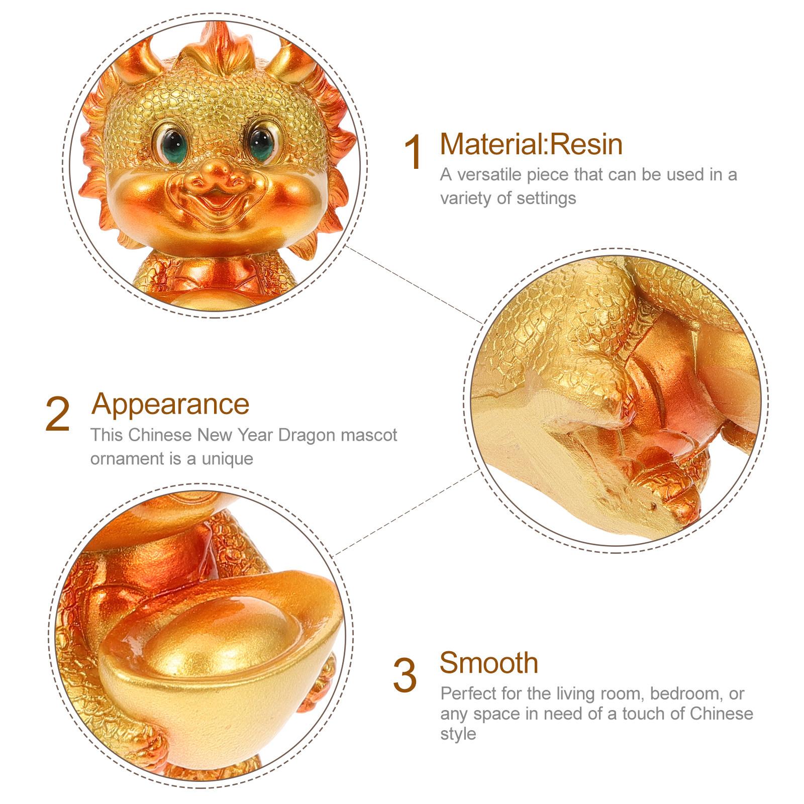 Chinese Dragon Year Auspicious Desktop Dragon Statue Resin Sculpture Decor Unique Tabletop Craft Office Home Decoration 9.3X8.3X6CM