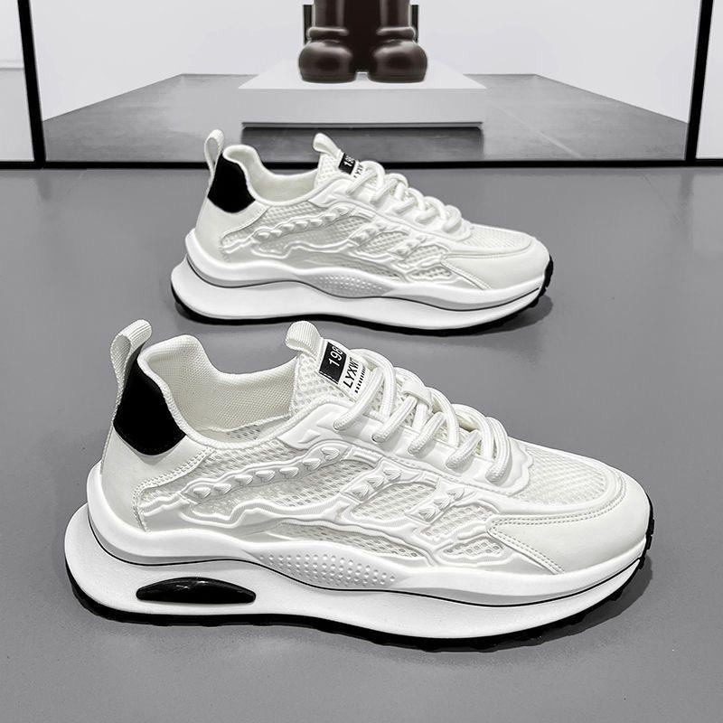 Summer men's shoes new breathable mesh white shoes men's trend versatile platform sports shoes casual trendy shoes