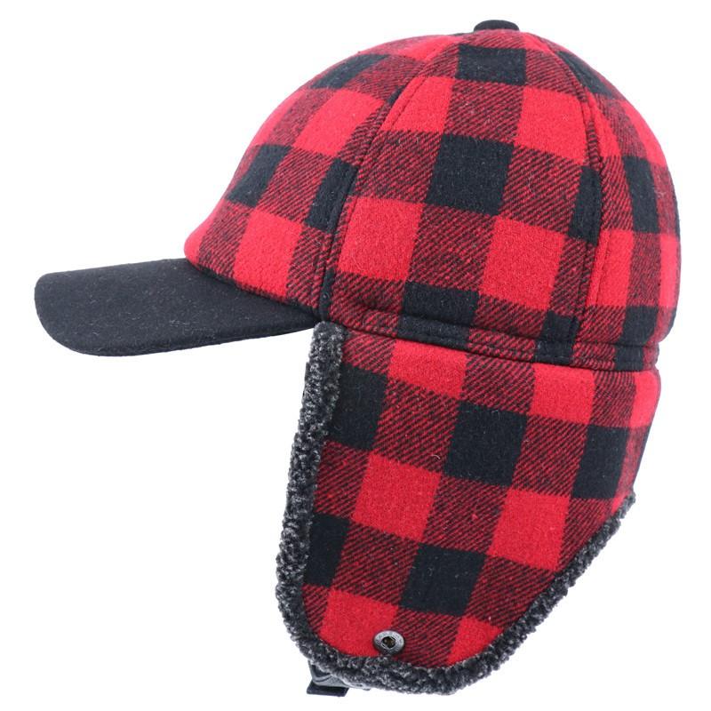 Winter Warm Wool Blend Hat With Ear Protection Windproof Fleece Lined Outdoor Cap Cold Weather
