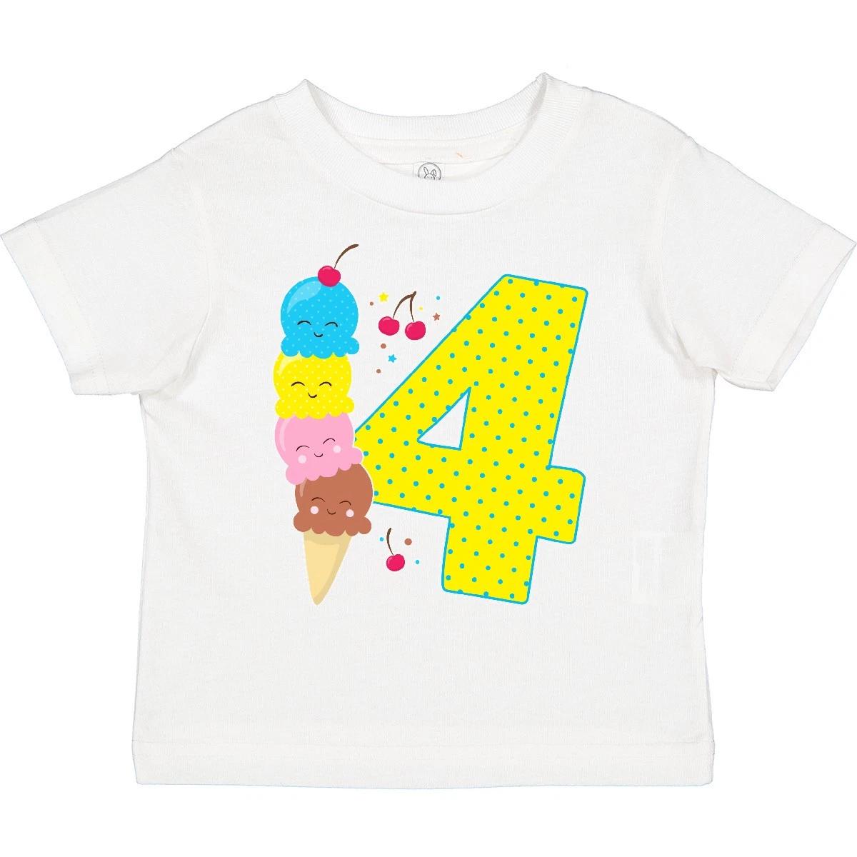 Inktastic Ice Cream Fourth Birthday Blue Toddler T-Shirt Birthdays 4th Four 4 130