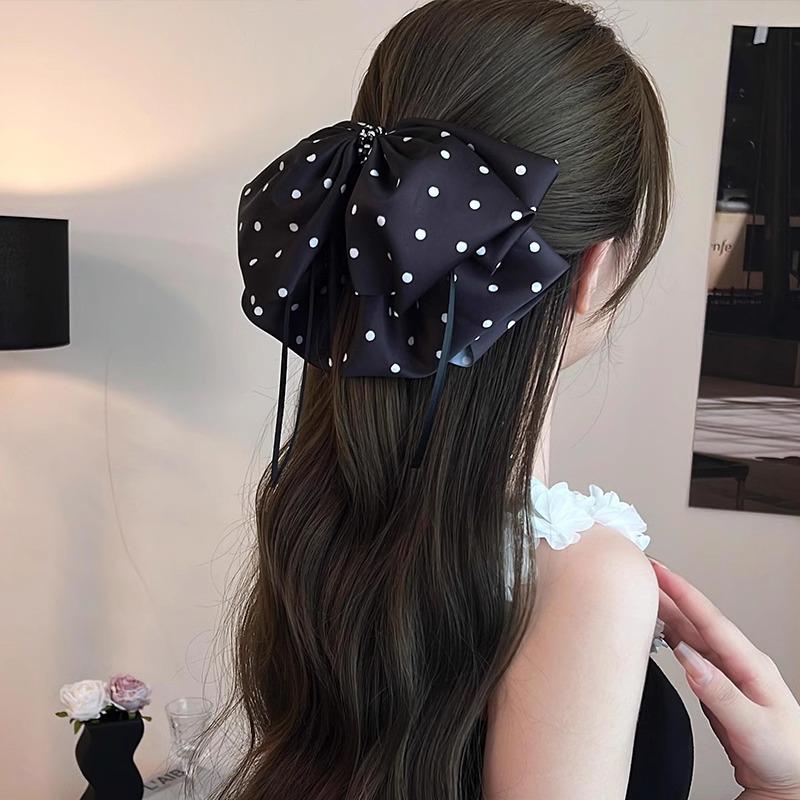 Large Summer Lace Edge Bow Claw Clip Hair Accessory for Women - Multi-Layer Feather Design