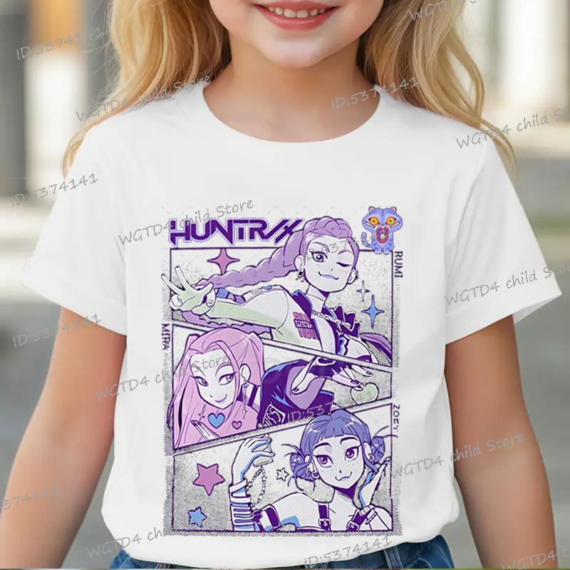 Fashion Casual Kids T-shirt KPop Demon Hunters Cool Girls Tee Top Funny Gift for Fans Cotton Tshirt 2025 Movie Print Kids Tees