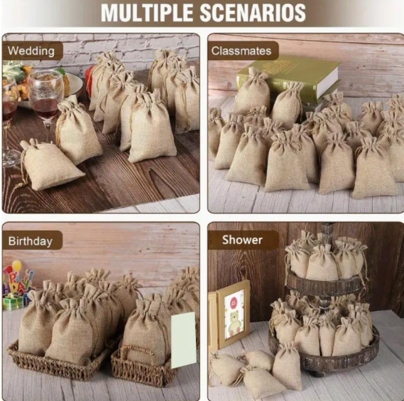 Christmas Burlap Storage Bag Present Candy Snack Gifts Packaging Pouches Linen Drawstring Bags Wedding Party Home Decoration