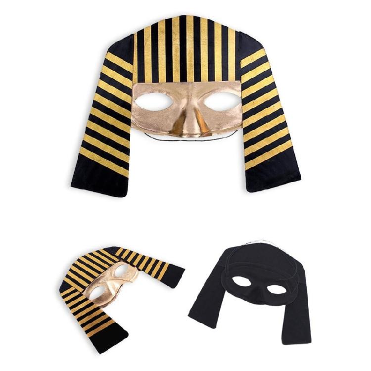 Egyptian Pharaoh Costume Golden Cape Cloak Wrap Egyptian Mask Pharaoh Mask Hallf Face Mask for Halloween Cosplay Party
