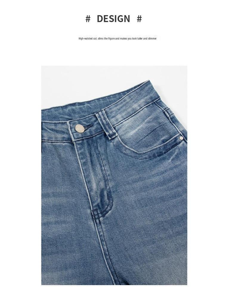 2026 Spring Petite High-Waisted Cropped Grandma Jeans - Slimming, Versatile, Loose Fit Casual Denim Pants