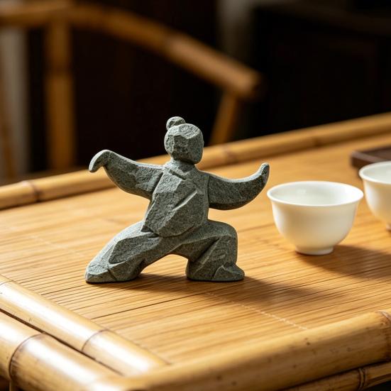 Scultura Tai Chi, Decorazione Compatta di Arti Marziali Kung Fu per Scrivania, Tavolino da Tè e Mensola per Curiosità, Animale da Tè Multifunzionale e Ornamento da Studioso