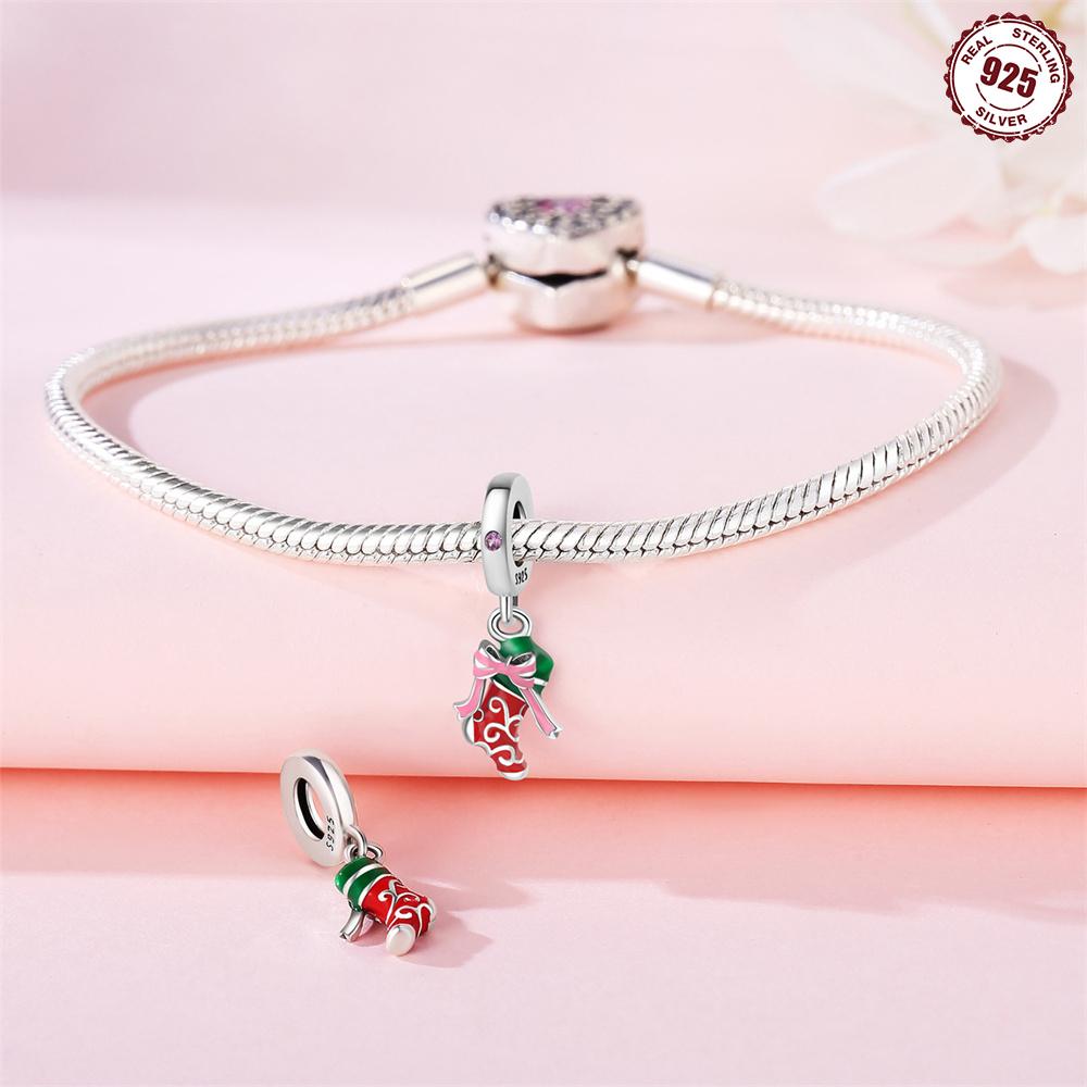 Original Copper Charms Luxury Christmas Stocking Christmas Pendant Bead Fit Bracelet Diy Women Making Delicate Gift