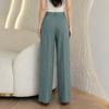 Women's Straight Leg Casual Pants with Slant Pockets and Waist